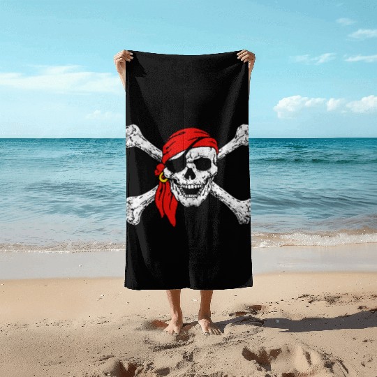 Pirate Skull Crossbones Beach Towels