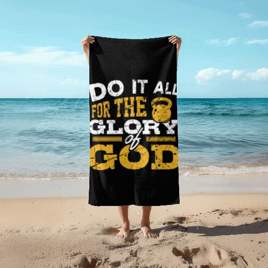 Gym and Jesus Workout Christian God Fitness Gift Beach Towels