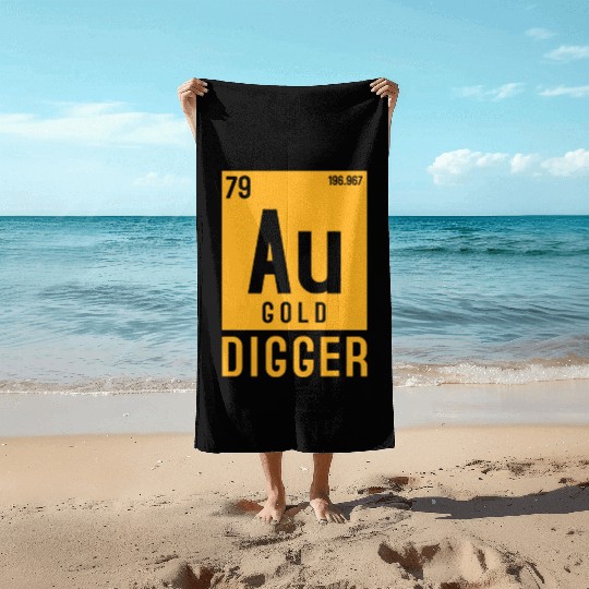 Gold Au Periodic Table Elements Beach Towels