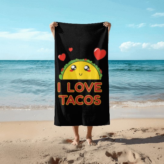 I Love Tacos Beach Towels