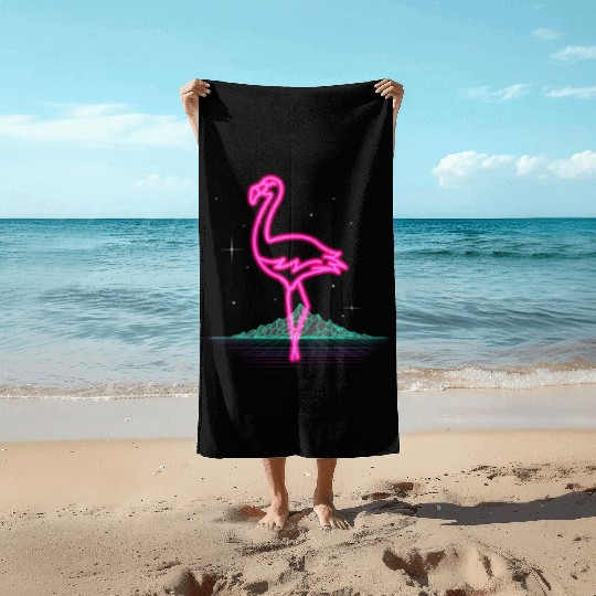 Retro Flamingo Gift Idea Beach Towels