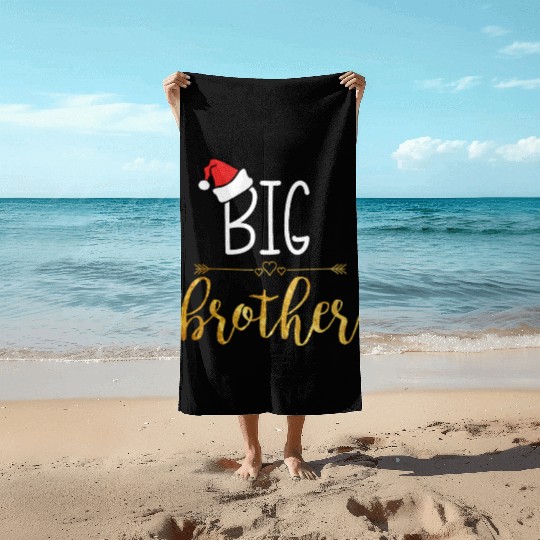 Christmas Big Brother Baby Announcement design Beach Towels