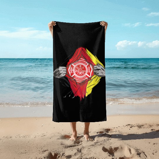 German Volunteer Fire Brigade Firefighter Beach Towels