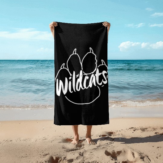Wildcats Paw Print Back To School Spirit Mascot Beach Towels
