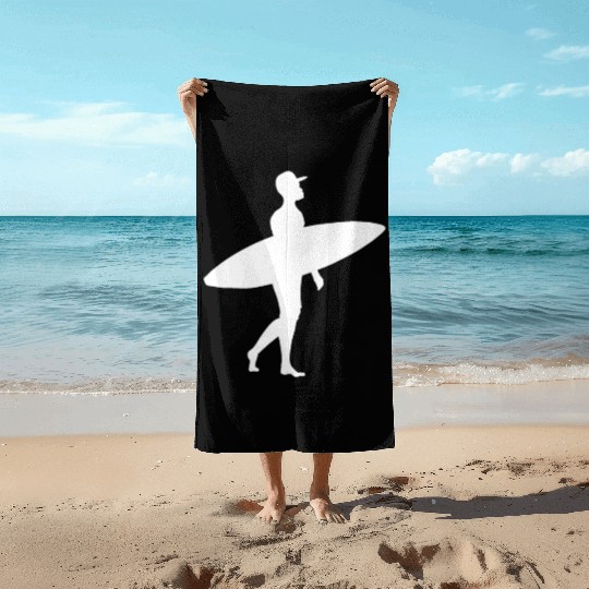 Surfer Surfboard Ocean Vacation Beach Beach Towels