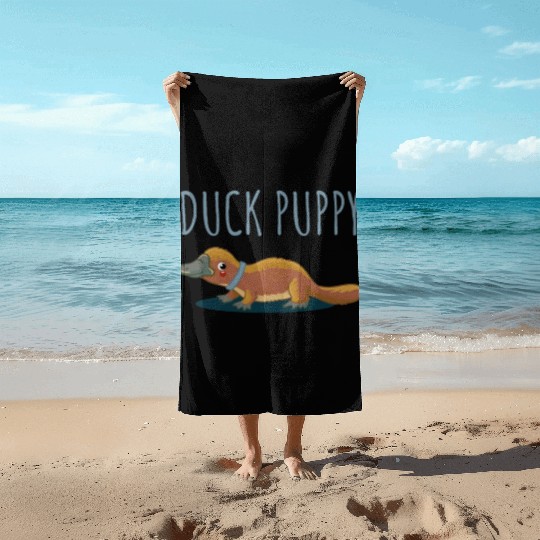 Duck Puppy Duck puppy sweet gift platypus cute Beach Towels