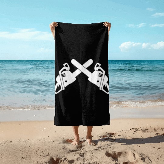 Chainsaw Lumberjack Beach Towels