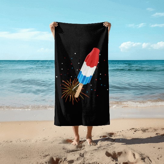 Fireworks Popsicle American Flag 4th of July Beach Towels