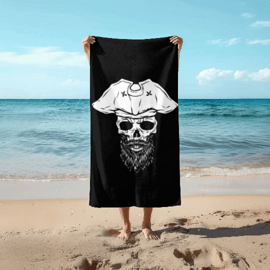 Pirate - skull with pirate hat Beach Towels