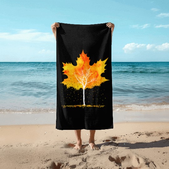 Maple Leaf Autumn Orange Fall Leaves Beach Towels