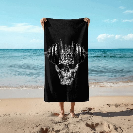 Gym Gift Skull Sport Barbell Music Training Beach Towels