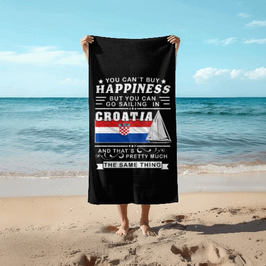 Croatia sailing, sailing ship Mediterranean gift Beach Towels