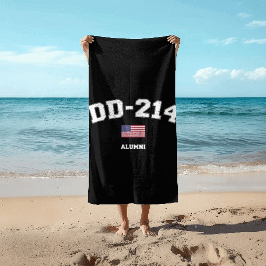 Dd 214 Us Armed Forces Alumni Usa Flag Vintage Beach Towels