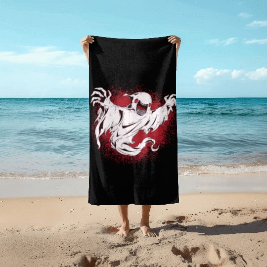 Creepy ghost halloween Beach Towels with spooky ghost