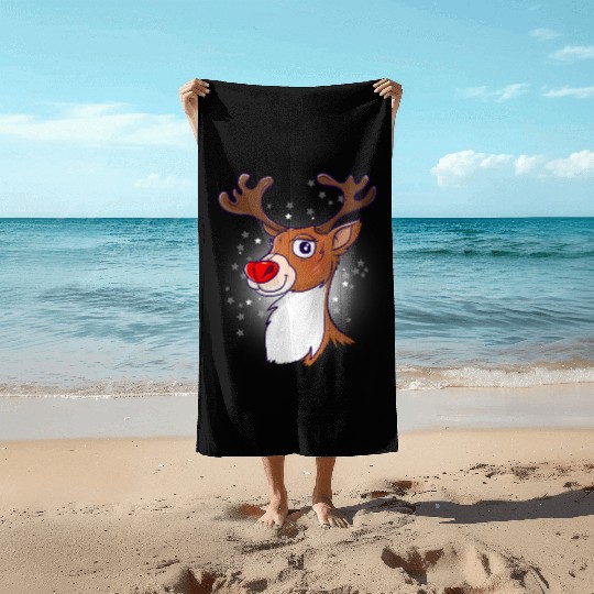 Rudolph The Red Nosed Reindeer Beach Towels
