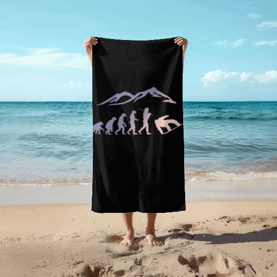 Snowboarding evolution snow boarder cool Beach Towels