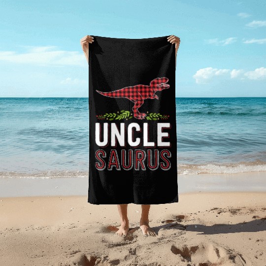 Uncle Saurus T Rex Bufallo Plaid Matching Family Beach Towels