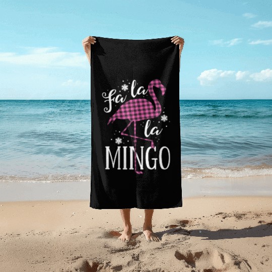 Fa La La Mingo Flamingo Christmas Beach Towels Pink