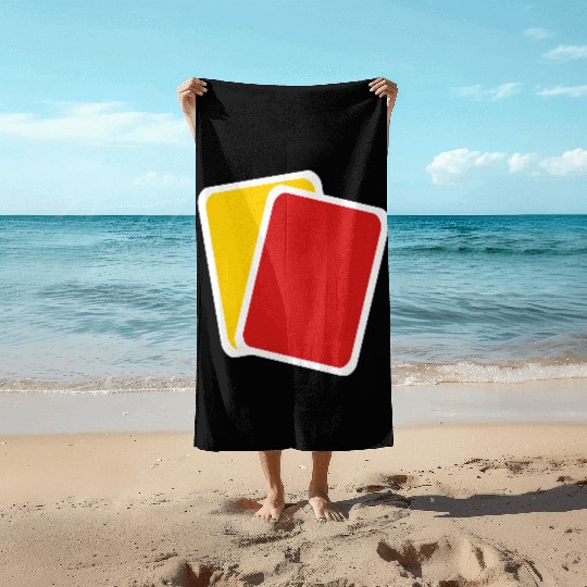 Red yellow card Beach Towels