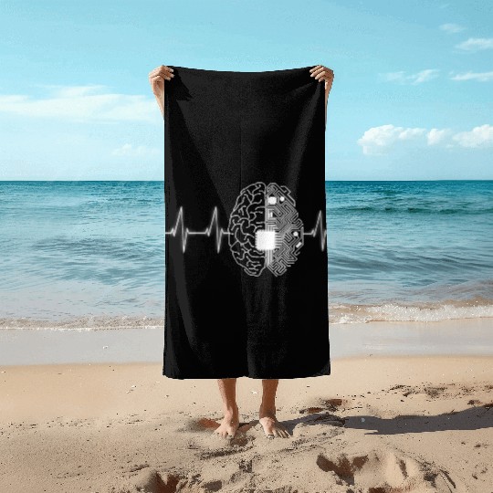 Programming Lover Programmer Heartbeat design Beach Towels