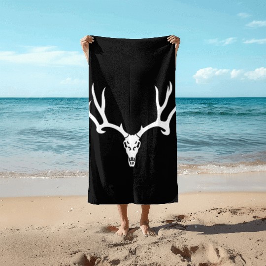 Antler horns elk deer hunting trophy souvenir Beach Towels