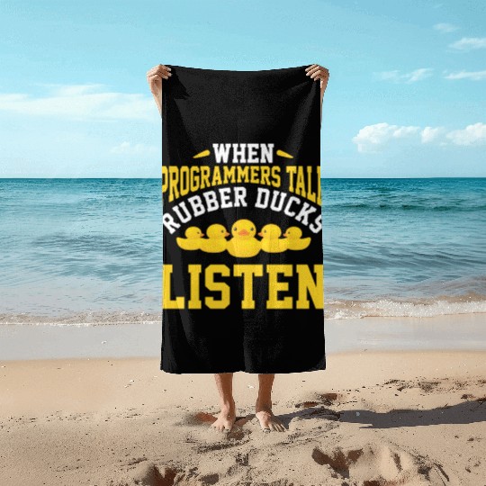 Computer Science Programmer Developer Rubber Duck Beach Towels