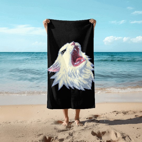 8 bit Screamin Thurston the Cat meme 2 Beach Towels