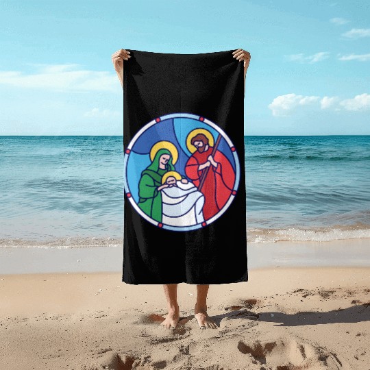 Josef Maria Jesus Jesus birth Bethlehem Christmas Beach Towels