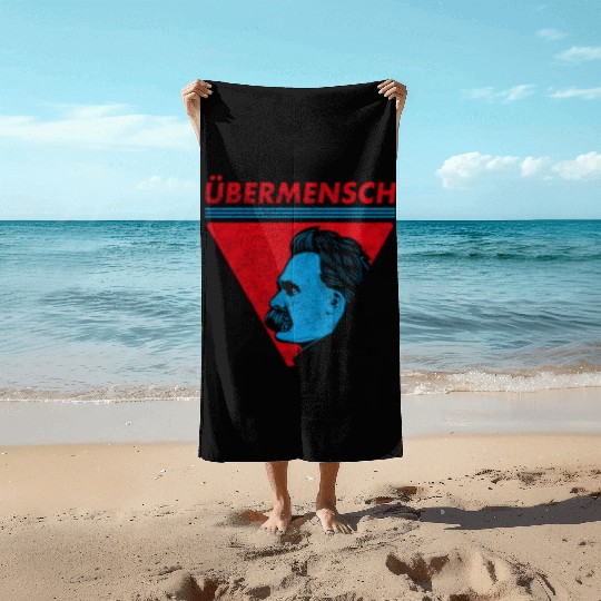 Vintage Übermensch Nietzsche Philosophy Nihilism Beach Towels