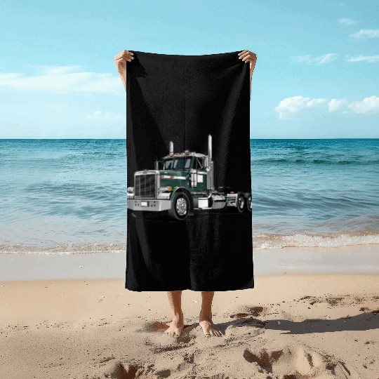 Green Semi Truck Beach Towels