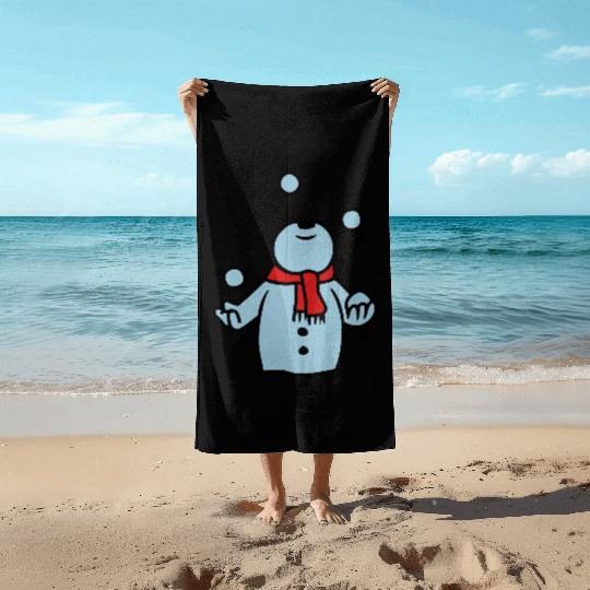 snowman juggling snowballs Beach Towels