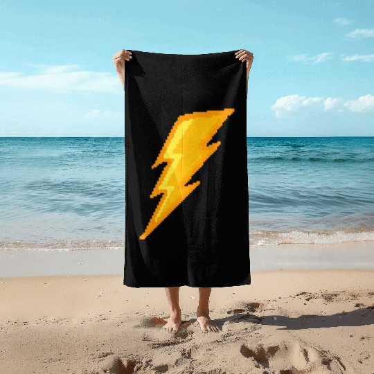 Lightning bolt Pixel Beach Towels