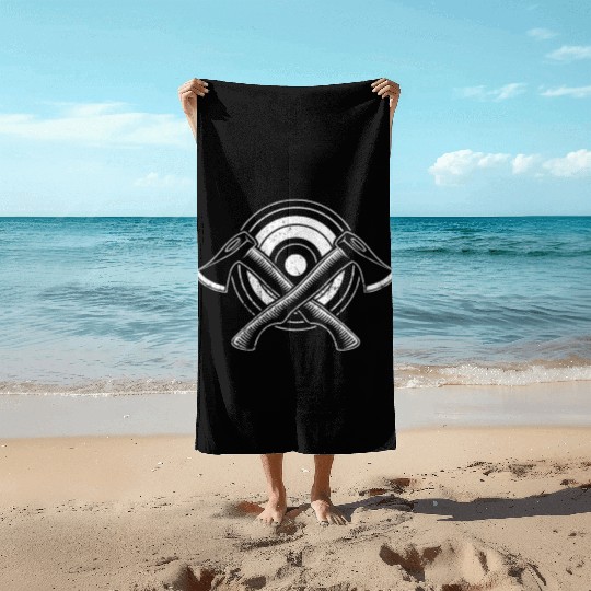 Bullseye Axe Throwing - Cool Axe Thrower Gift Beach Towels