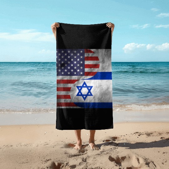 USA Israel Dual Yin Yang Flag Beach Towels