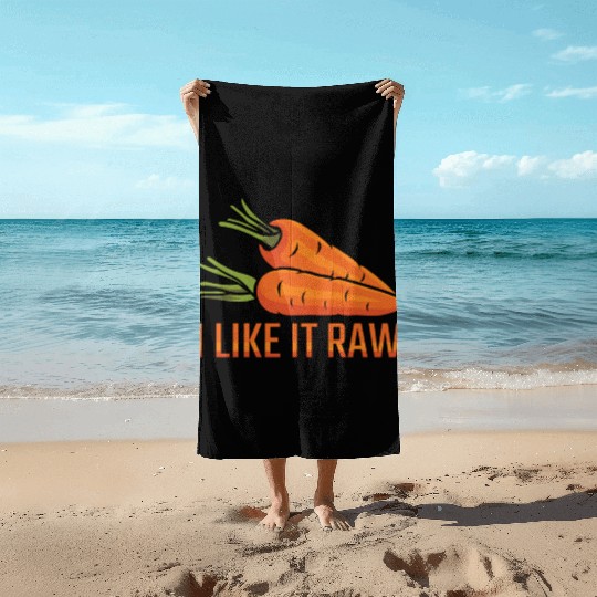 Funny Veggie Foodie Vegetarian Carrot Raw Food Beach Towels
