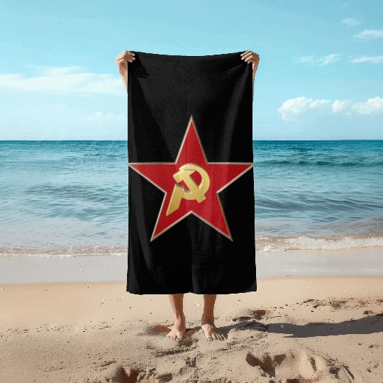 Hammer and sickle Beach Towels
