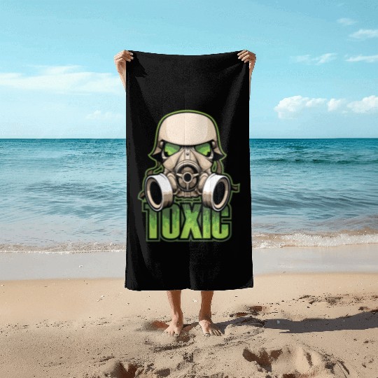 Toxic, Gas Mask, Anti Virus, Bio Hazard, Survival Beach Towels