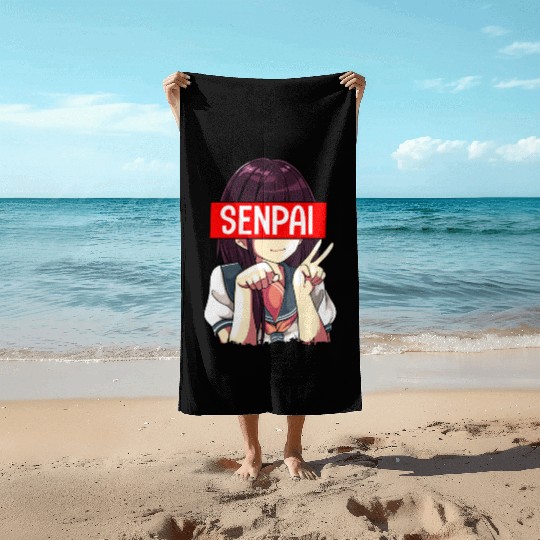 Senpai Anime Girl Japanese Cute Manga Kawaii Beach Towels