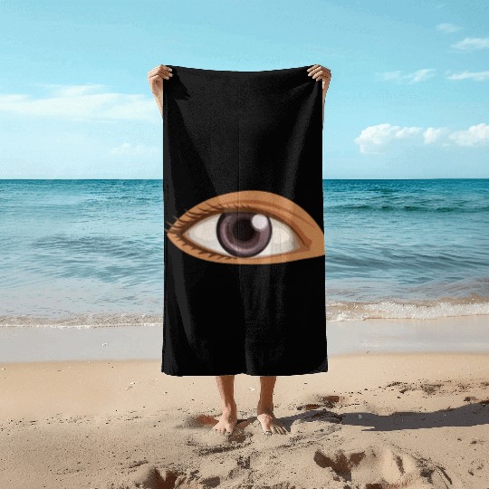 brown eye illustration vintage geek abstract Beach Towels