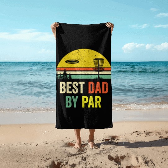 70s 80s Inspired Best Dad By Par Fathers Day Disc Beach Towels