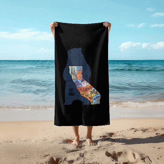 Vintage California Bear EST 1850 Beach Towels