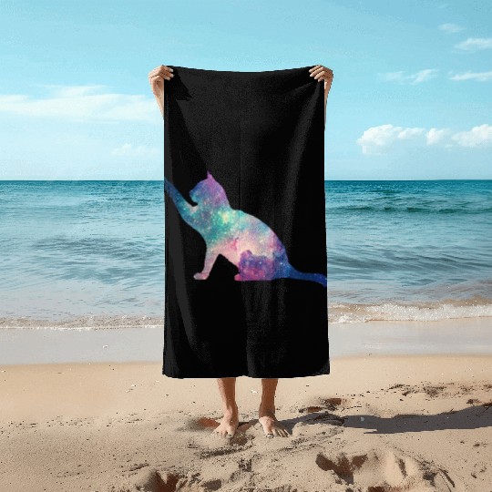 galaxy cat for cats lovers Beach Towels