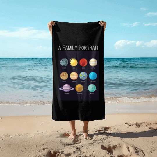 Outer Space Nerd Solar System Planets Sun Moon Beach Towels