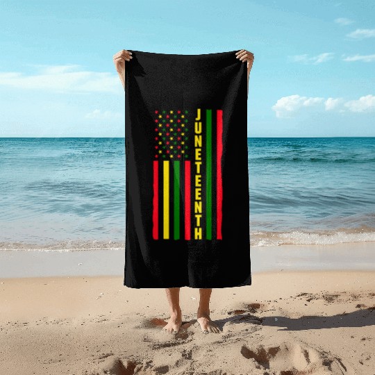 Juneteenth Color Flag Black African American Flag Beach Towels
