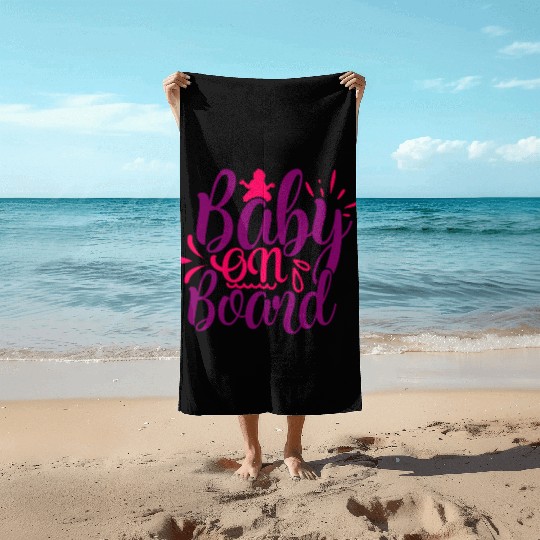 Beach Towels of maternity baby on board gift humor fun