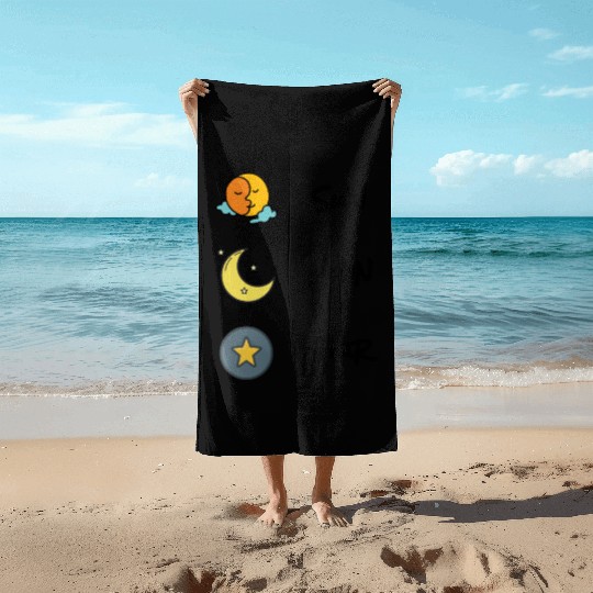 sun moon and star Beach Towels