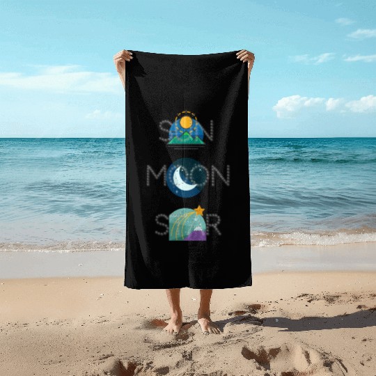 sun moon and star Beach Towels