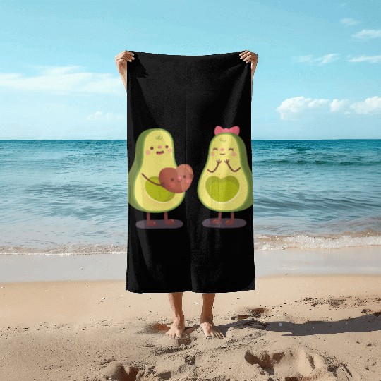 Cute Avocado Couple Beach Towels