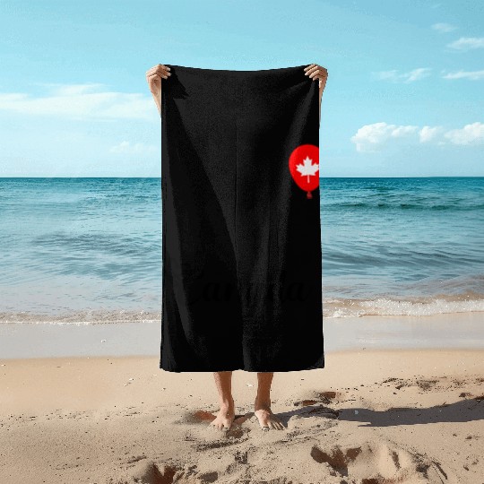 Canadian Maple Leaf Balloon Design Beach Towels