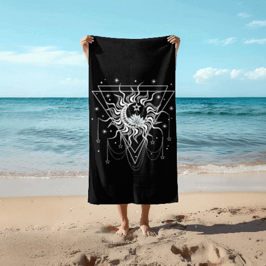 sun moon star Beach Towels